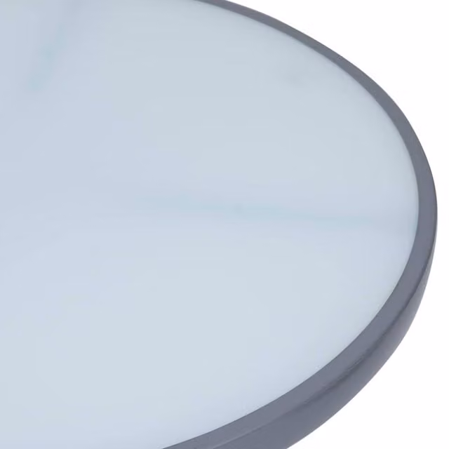 Berkfield Home Round Garden Table in Matt Grey Steel and Glass, W/D/H: 80 x 80 x 72 cm