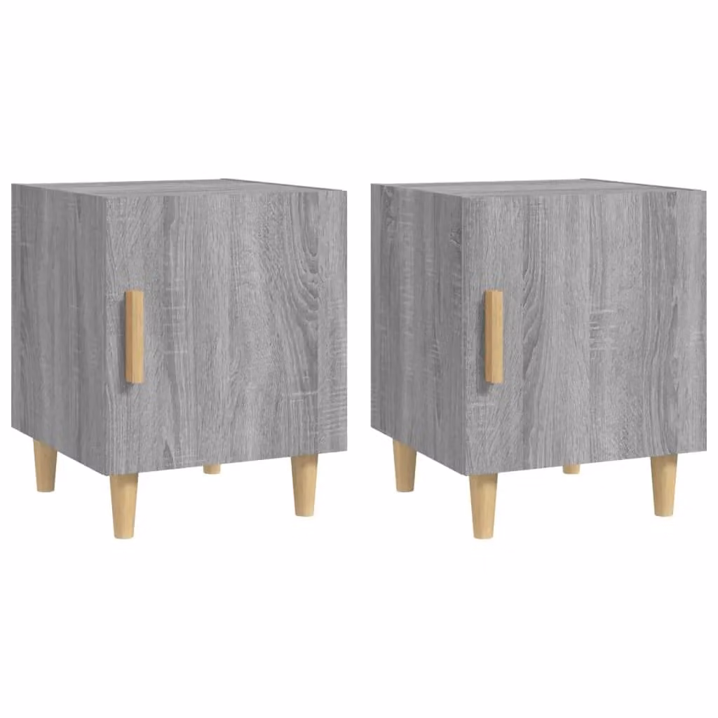 Berkfield Home Set of 2 Grey Sonoma Bedside Cabinets in Engineered Wood
