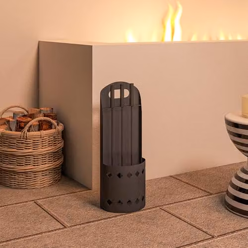 Outsunny 4 Piece Metal Fireplace Companion Set in Black – 7