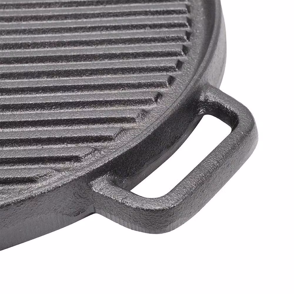 Kelvenix Cast Iron Reversible Round Griddle Pan and Non-Stick Skillet in Black – 3