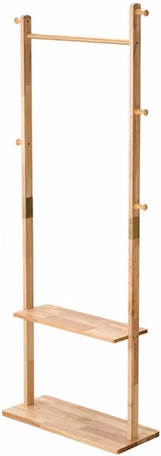 Living and Home Rustic Dual Hook and Rail Matrix Freestanding Wooden Clothes Rack in Beige