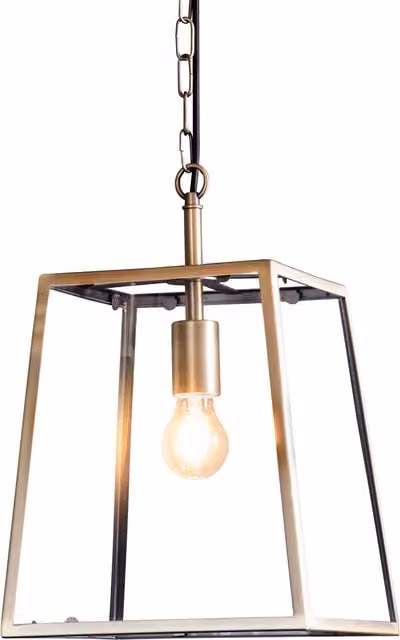 Loops Ceiling Pendant Light in Matt Antique Brass and Clear Glass with Adjustable Height and E27 LED Bulb