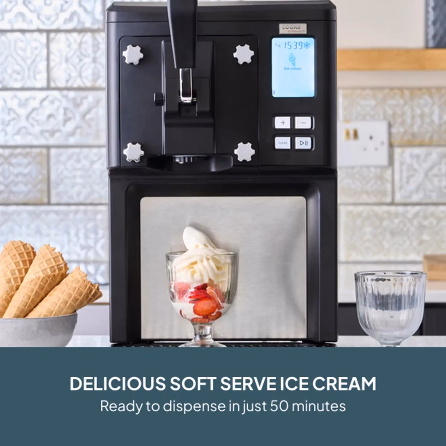 Cooks Professional Digital Luxury Soft Serve Ice Cream Maker Machine with Self-Cooling Compressor, 1.5L, Black – 4