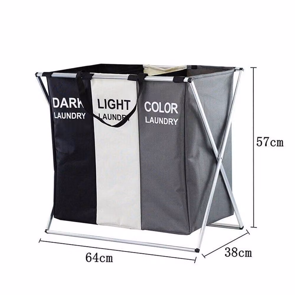 Kelvenix Multicolour Fabric Laundry Basket Hamper and Clothes Organiser W/D/H: 58 x 38 x 38 cm – 2