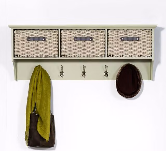 Tetbury Large Coat Rack with 3 Durable Storage Baskets in Sage Green