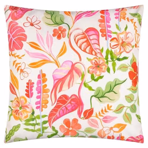 Furn Tropical Bloom Floral Outdoor Decorative Cushion, Beige and Multicolour, W/D/H: 45 x 45 x 45 cm