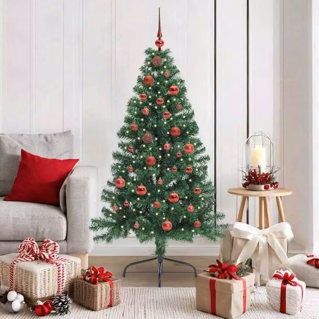 Berkfield Home Artificial Pre-lit Christmas Tree in Green, Height: 150 cm – 1