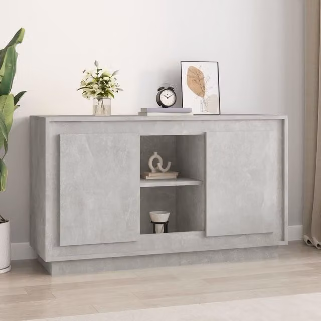 Berkfield Home Sideboard in Concrete Grey, Engineered Wood, W/D/H: 102 x 35 x 60 cm