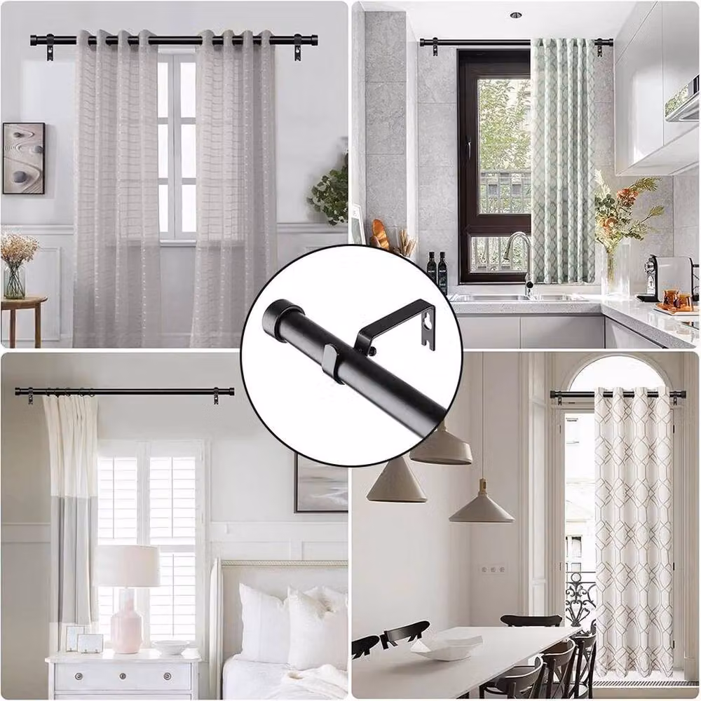Kelvenix Black Extendable Adjustable Steel Curtain Rods, Width: 100 cm – 2