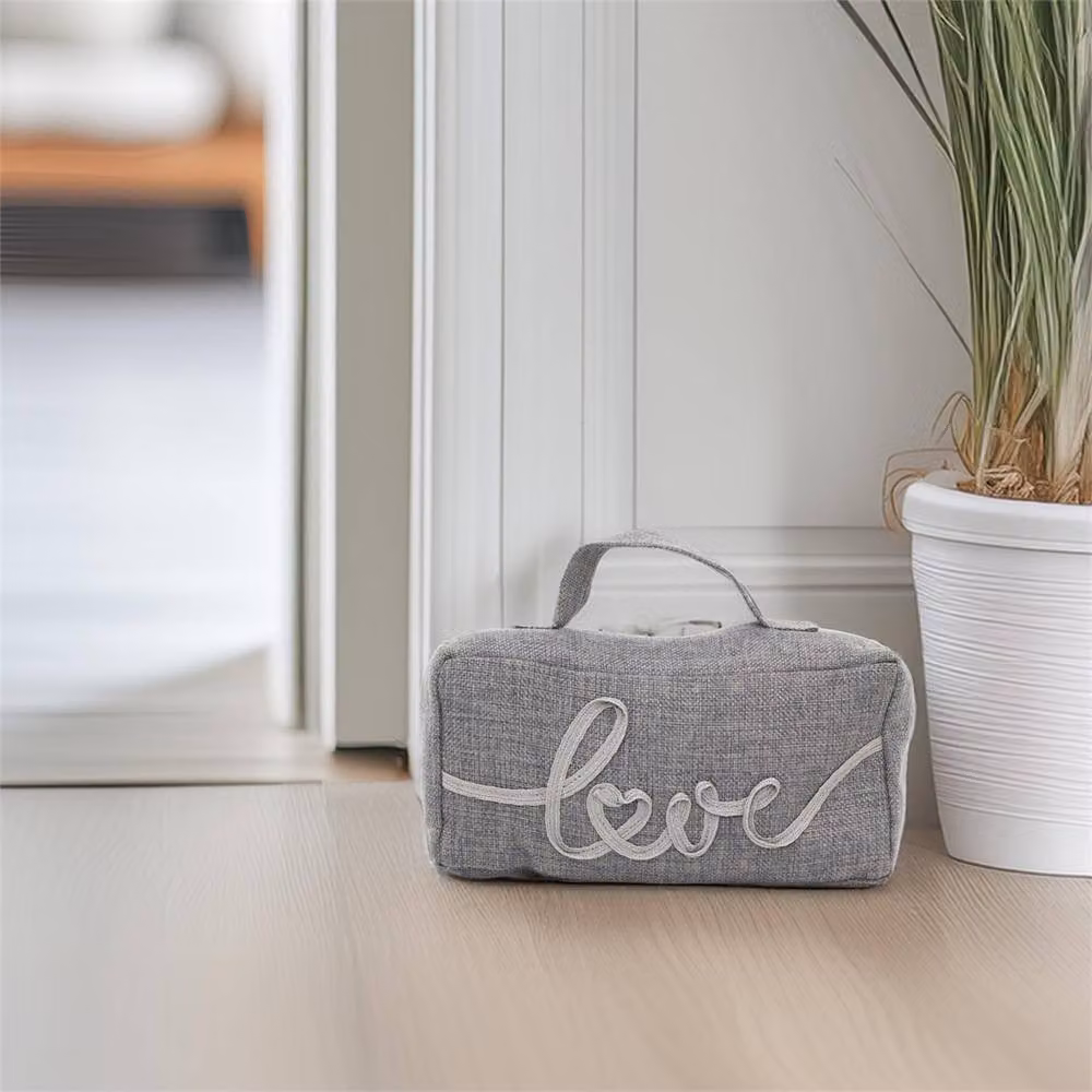 SPETLEK Grey Fabric Decorative Love Door Stop, Large, W/D/H: 24.0 x 12.0 x 12.0 cm – 2