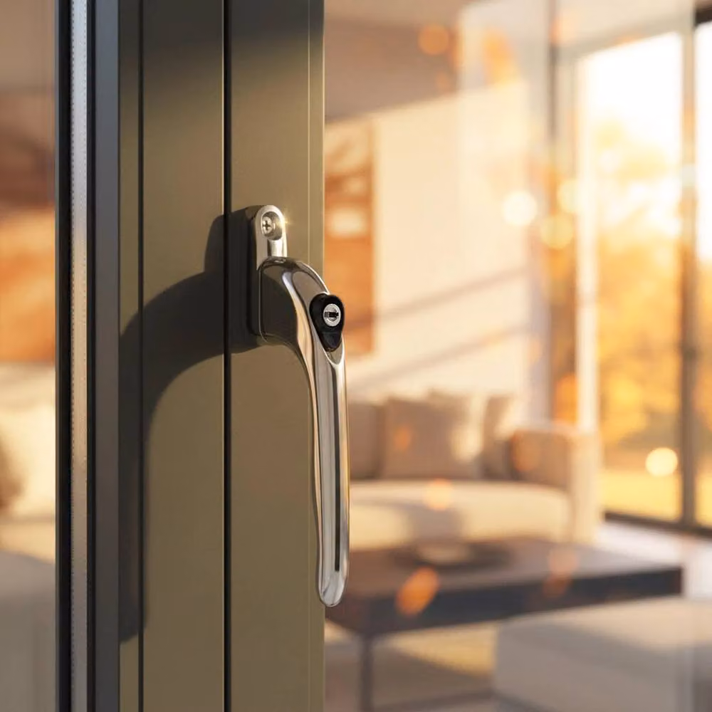 NESTLUNE 10 Pack Lockable Chrome Espag Window Handles with Keys in Silver, 41mm – 3