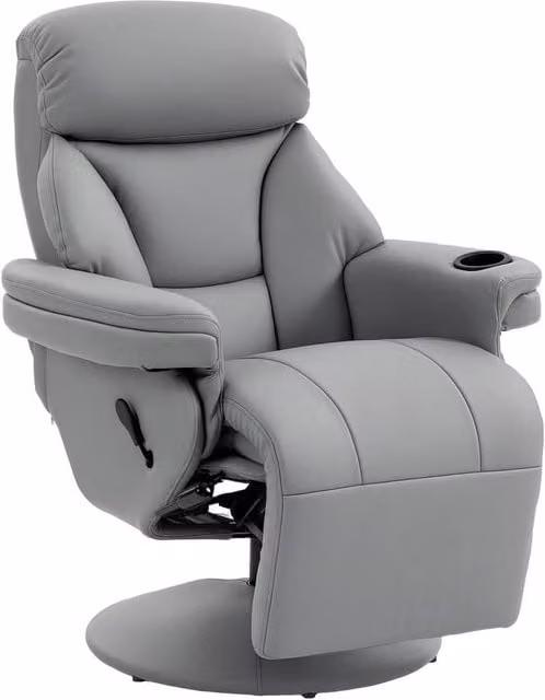 FORGEVIO Grey Upholstered Reclining Armchair with Adjustable Backrest and Armrests – 1