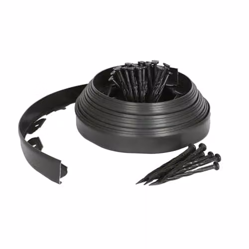 Harbour Housewares 10m Flexible Plastic Lawn Edging with 40 Pegs in Black – 1