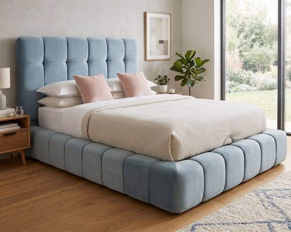 Stratus Interiors Cloud Bed in Blue Fabric Single Size – 2