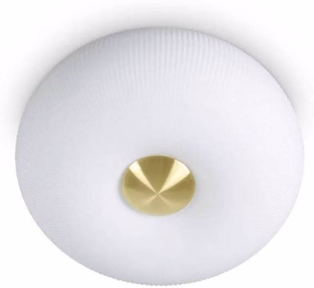 Ideal Lux Arizona 2 Light Flush Ceiling Light in White and Gold/Brass