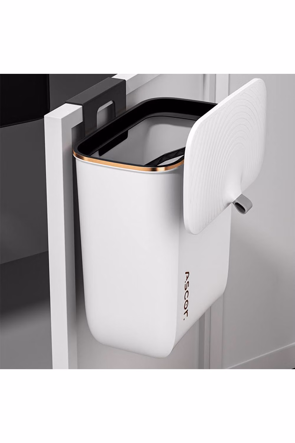 Garden Sanctuary White Wall Mounted Plastic Hanging Waste Bin with Flip Lid – 2