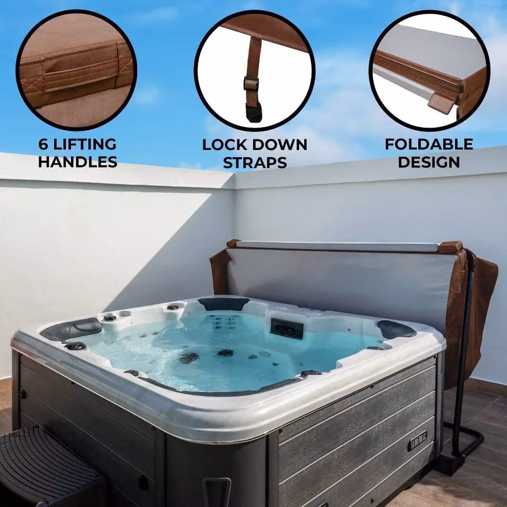 Monstershop Thermal Hot Tub Spa Cover, Brown in Terracotta, Diameter: 220 cm – 1