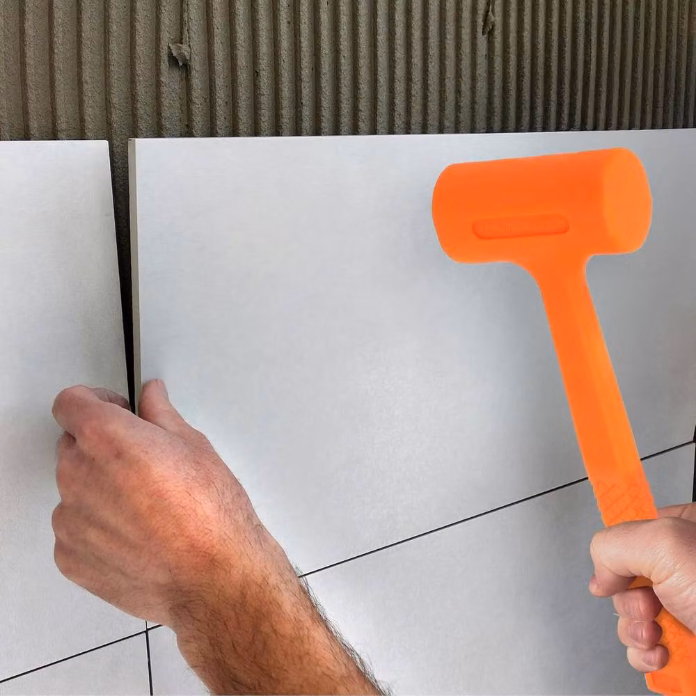 BARGAINS-GALORE 1lb Heavy Duty Non-Rebound Anti-Shock Rubber Dead Blow Hammer in Orange – 2