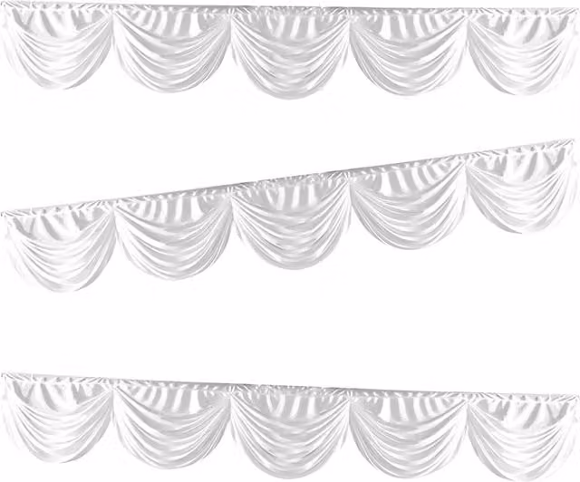 Neel Blue White Ice Silk Detachable Swag Curtain Panel Backdrop