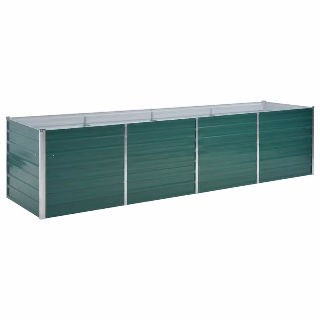 Berkfield Home Garden Galvanised Steel Raised Bed in Green, W: 320 cm, D: 80 cm, H: 77 cm – 2