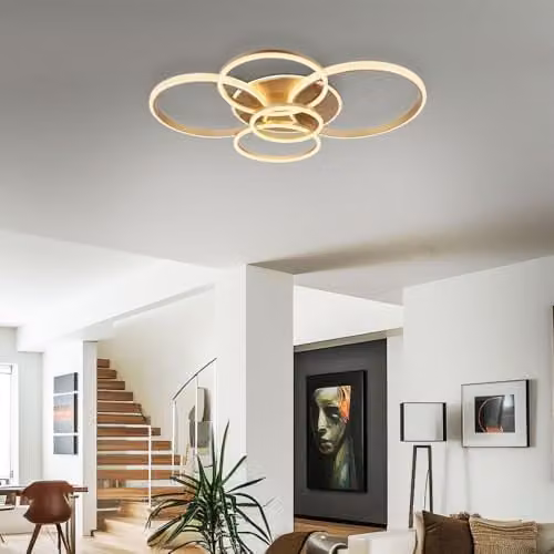 Globo Lighting LED Ring Ceiling Light in Champagne Gold/Brass for Living Rooms, L 110 cm – 2