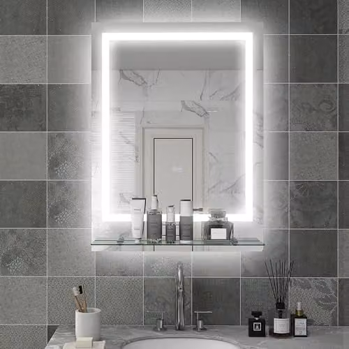 Kleankin Dimmable LED Bathroom Mirror in Silver with Touch Switch and Rectangular Design – 2