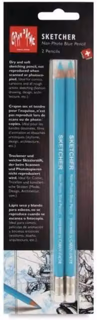 Caran d'Ache Sketcher Non-Photo Blue Graphite Pencils, Pack of 2, Blue