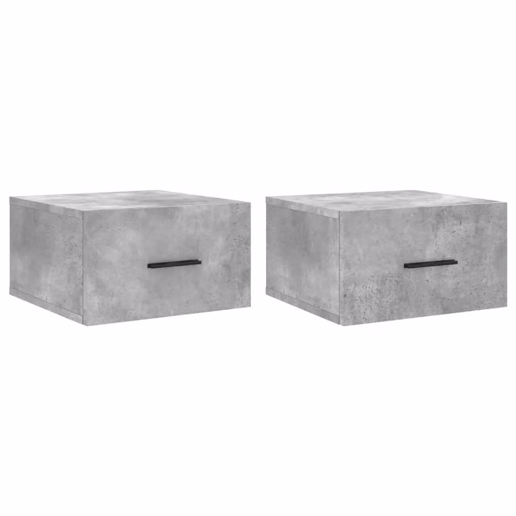 Berkfield Home Wall-mounted Bedside Cabinets, 2 Pieces, Concrete Grey, W/D/H: 35 x 35 x 20 cm
