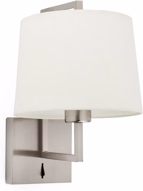 Faro Frame Art Deco Wall Lamp with Beige Fabric Shade and Matt Nickel Metal Frame