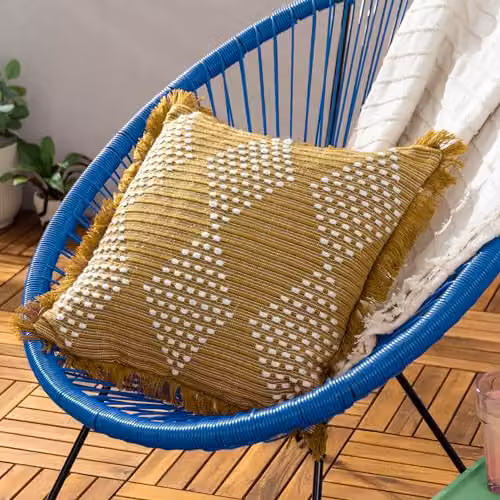 Riva Home Gold Graphic Boho Square Indoor/Outdoor Feather Filled Cushion, W/D/H: 45 x 45 x 45 cm – 1