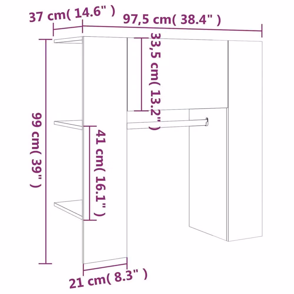 Berkfield Home Modern Hallway Cabinet in Concrete Grey, W/D/H: 97.5 x 37 x 99 cm – 3