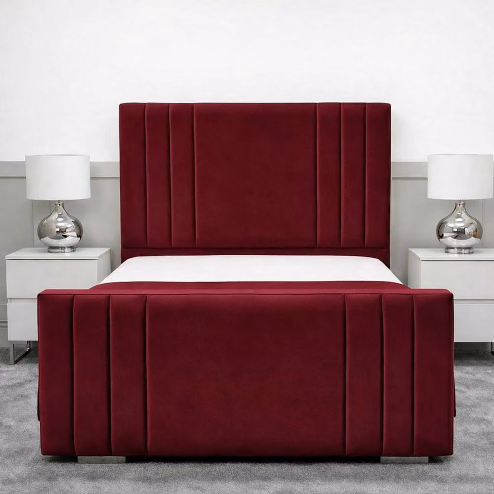 Living Comfort Bedz Canberra Double Upholstered Velvet Gas Lift Storage Bed in Red, W/D/H: 140 x 200 cm – 2