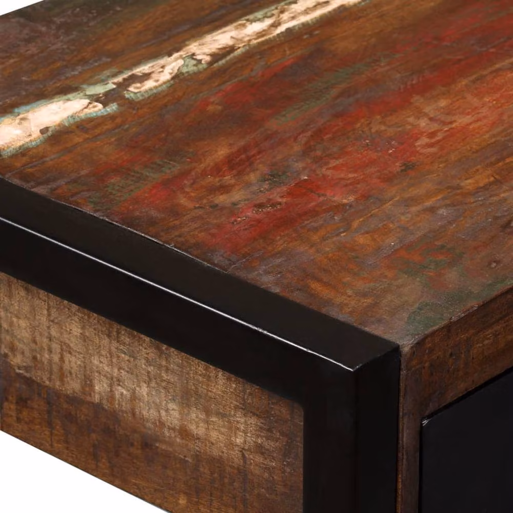Berkfield Home Writing Desk with 2 Drawers in Multicolour Solid Wood, W/D/H: 120 x 50 x 76 cm – 4