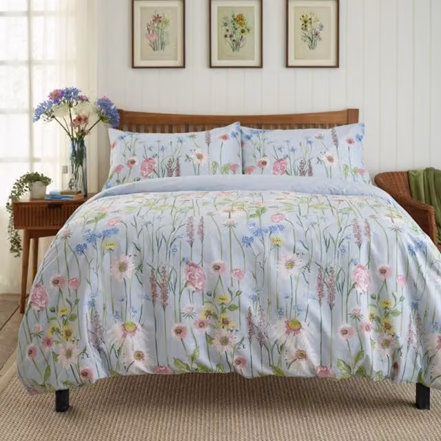 Deyongs Blue Cotton Breathable Plain Duvet Cover 200 x 220 cm