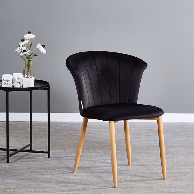 Life Interiors Elsa Set of 2 Velvet Upholstered Dining Chairs in Black
