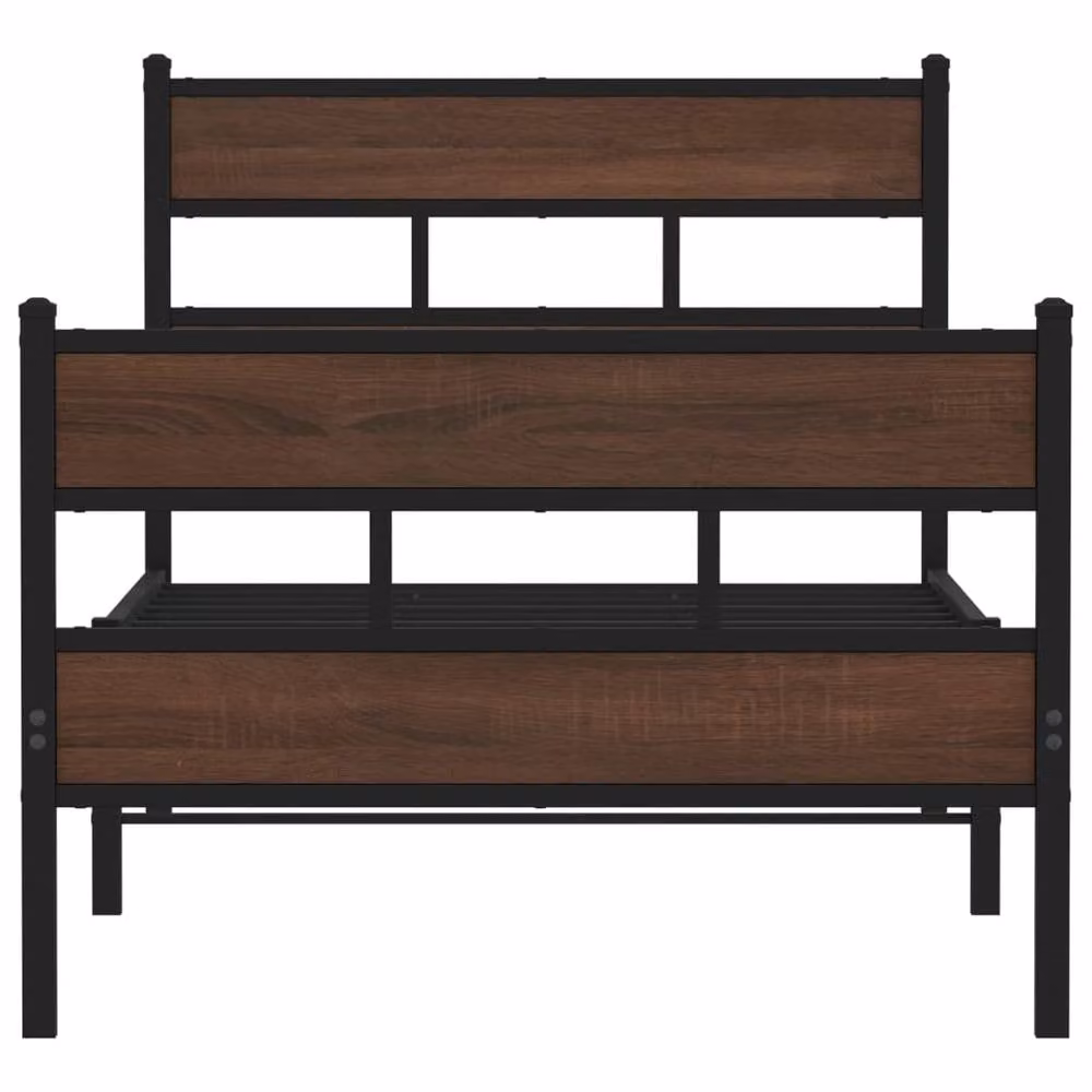 Berkfield Home Metal Bed Frame with Headboard and Footboard in Brown, W/D/H: 100 x 190 cm – 4