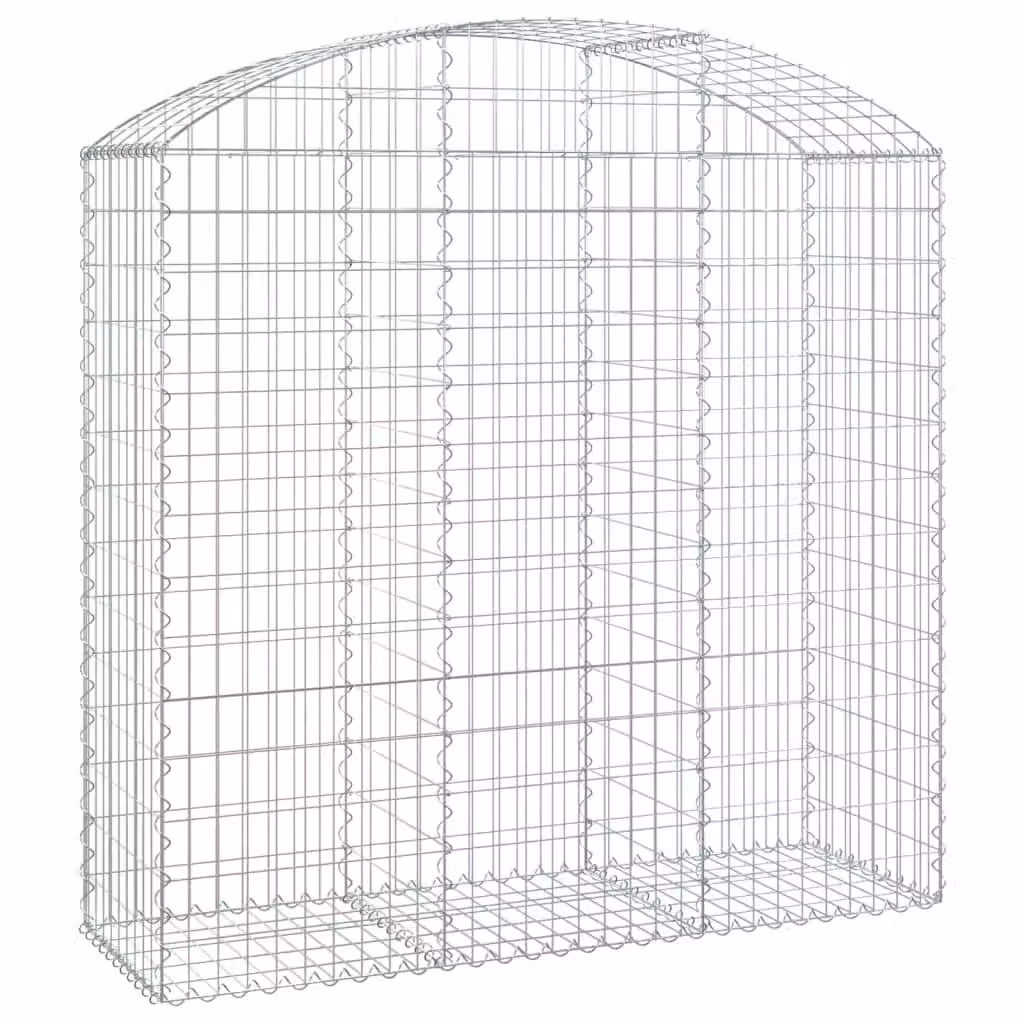 Berkfield Home Arched Gabion Basket in Silver Galvanised Steel, W: 150 cm, D: 50 cm, H: 140-160 cm