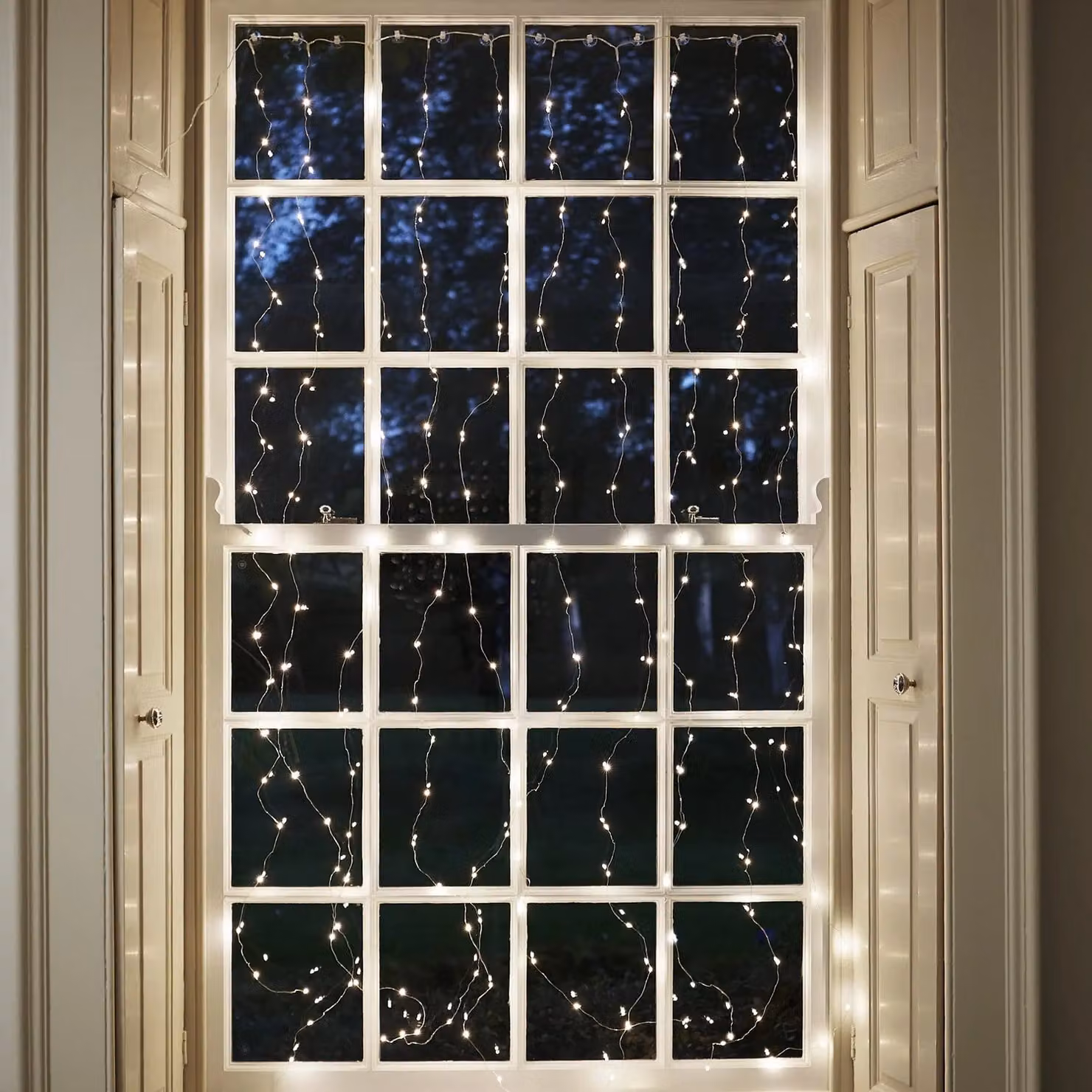 Lights4fun 200 Warm White Micro LED Curtain Lights with Timer in Silver