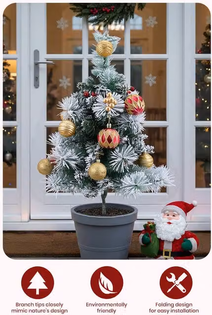 Garden Sanctuary Set of 2 Multicolour Artificial Christmas Tree Urn Fillers with Tripod Stakes