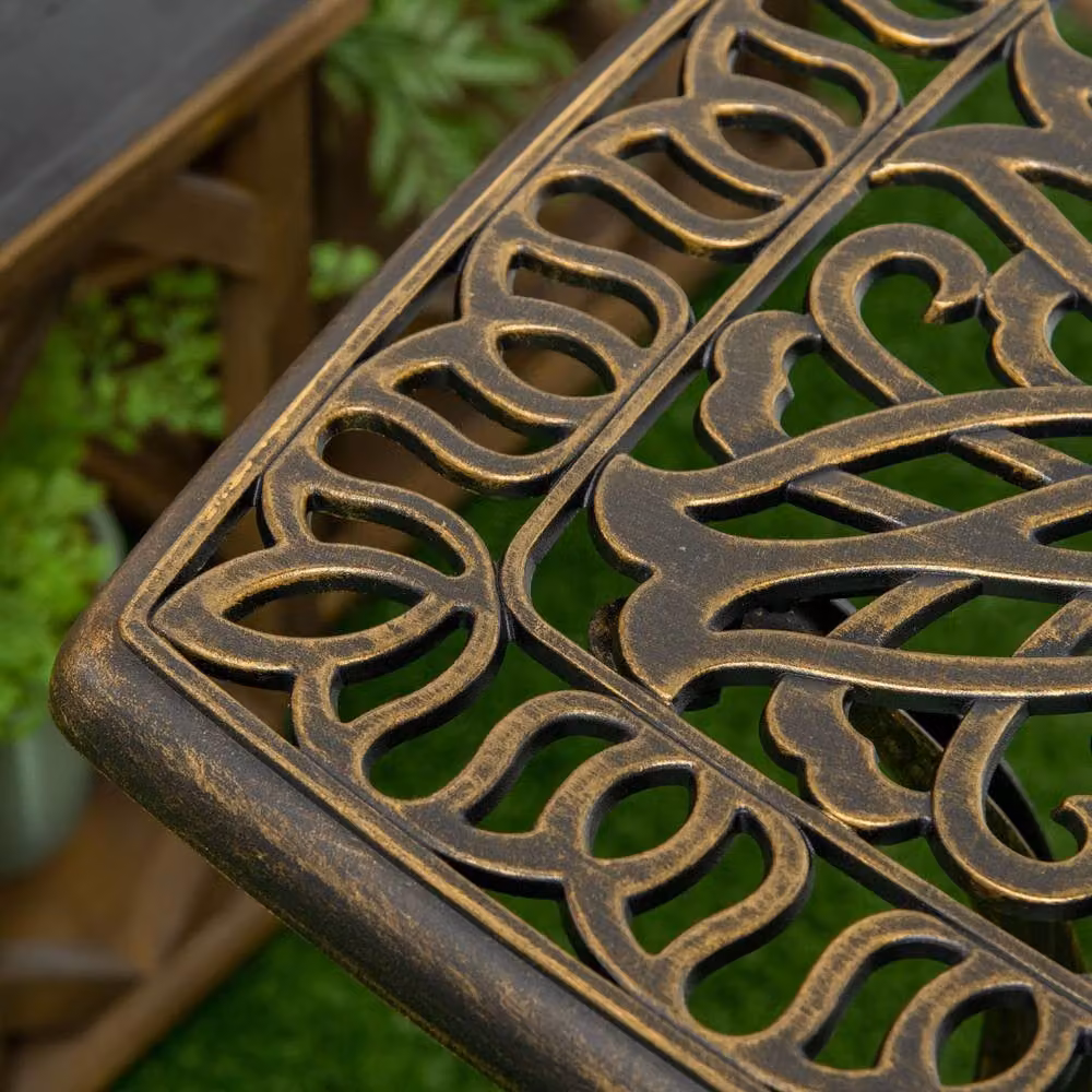 Wyld Haus Mave Cast Aluminium Bronze Patio Side Table with Central Umbrella Hole, W/D/H: 54.0 x 54.0 x 52.5 cm – 6