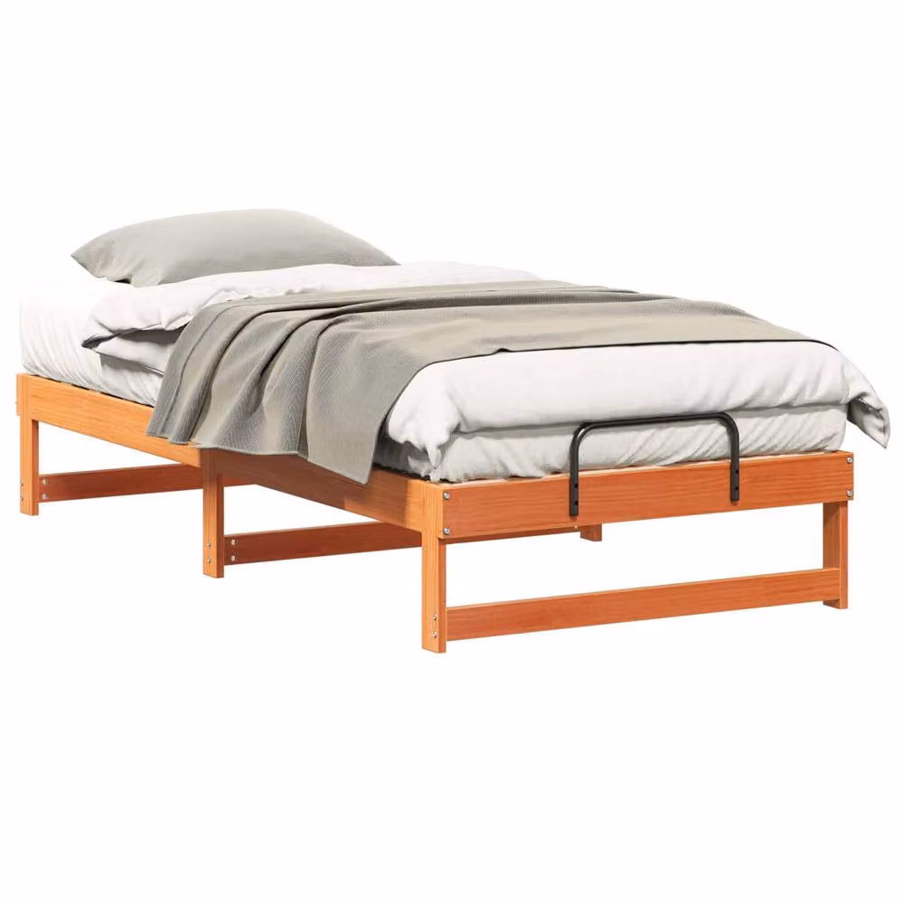 Berkfield Home Modern Solid Pine Wood Bed Frame, Brown, W/D/H: 90 x 190 cm – 2