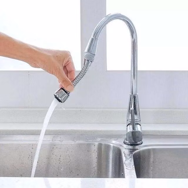 Kelvenix Bendable Extender Faucet Spray Head with Swivel Spout in Silver Chrome