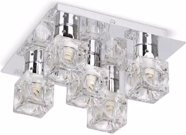 FORGEVIO Chrome Ice Cube Ceiling Light in Silver and Glass