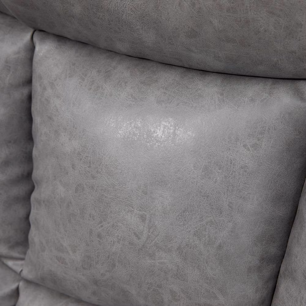 STILVORA Grey Synthetic Leather Recliner Armchair with Swivel and Manual Lever Function – 6