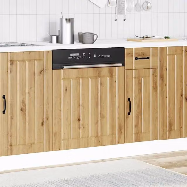 Berkfield Home Lucca Artisan Oak Decorative Dishwasher Panel in Brown – 1