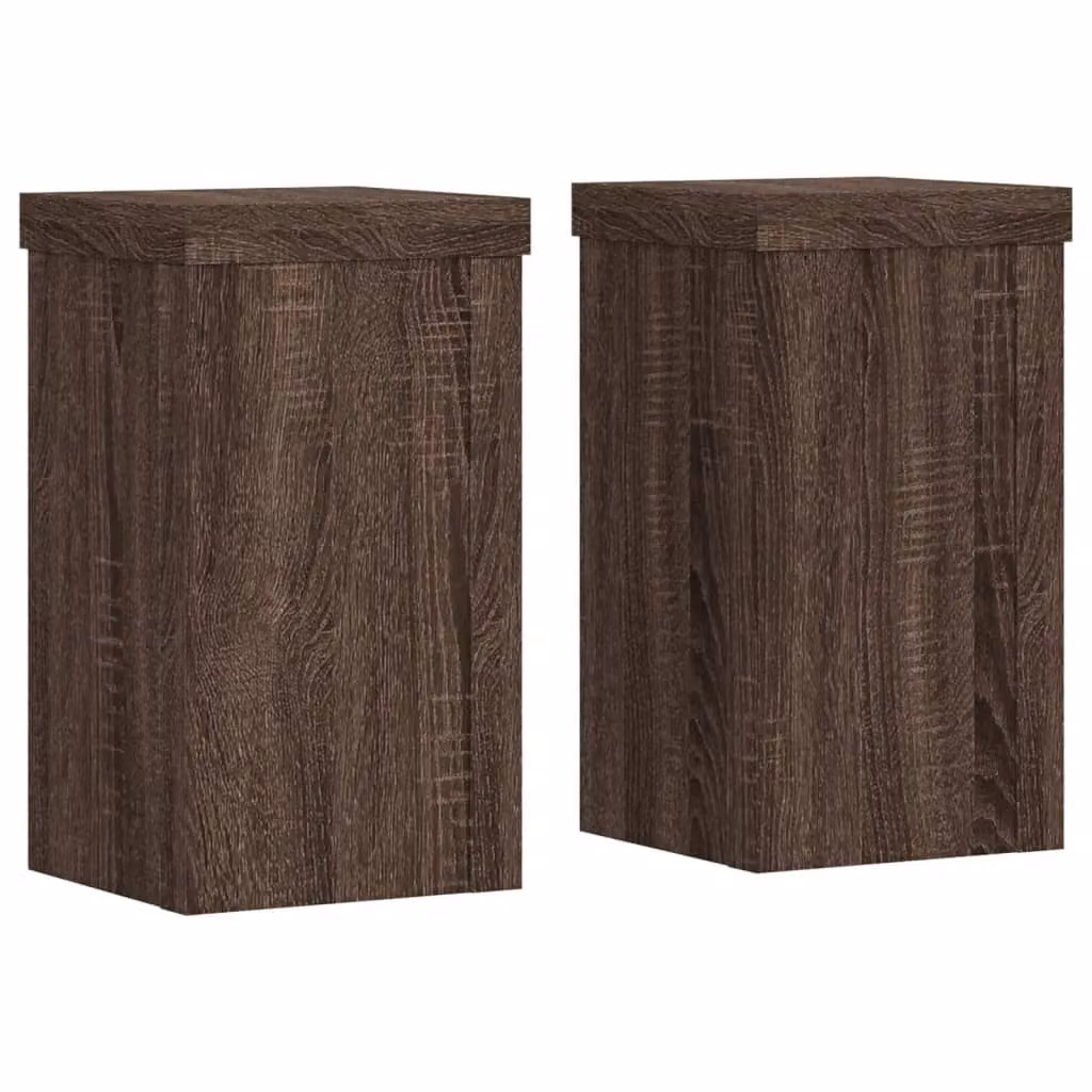 Berkfield Home Set of 2 Modern Square Wood Plant Stands in Brown, W/D/H: 10 x 10 x 18 cm – 2