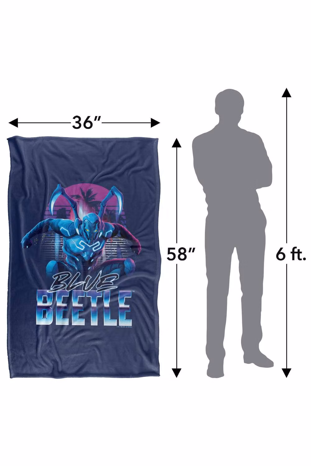 Warner Bros. Blue Beetle (2023) City Protector Extra Large Super Soft Fluffy Throw Blanket in Blue and Multicolour – 3