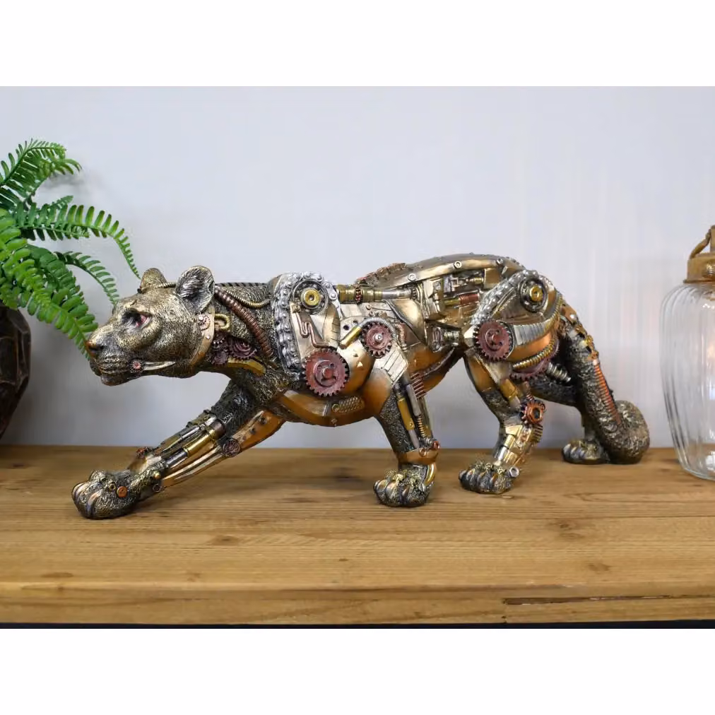 Gifts Direct 2 U Steampunk Big Cat Metal Tabletop Ornament in Gold – 2