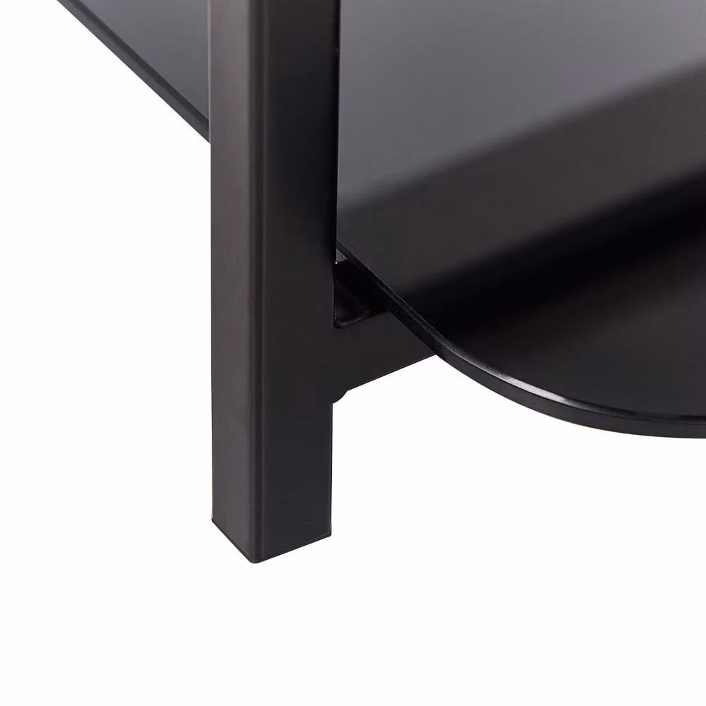 Wyld and Coco Marble Effect Tempered Glass Coffee Table in Black and White with Black Steel Base, W/D/H: 47 x 40 x 47 cm – 3