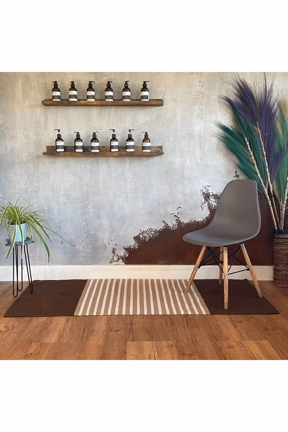 KDMD Woven Indian Cotton Striped Rug in Brown and Beige, W/D/H: 70 x 170 cm – 2